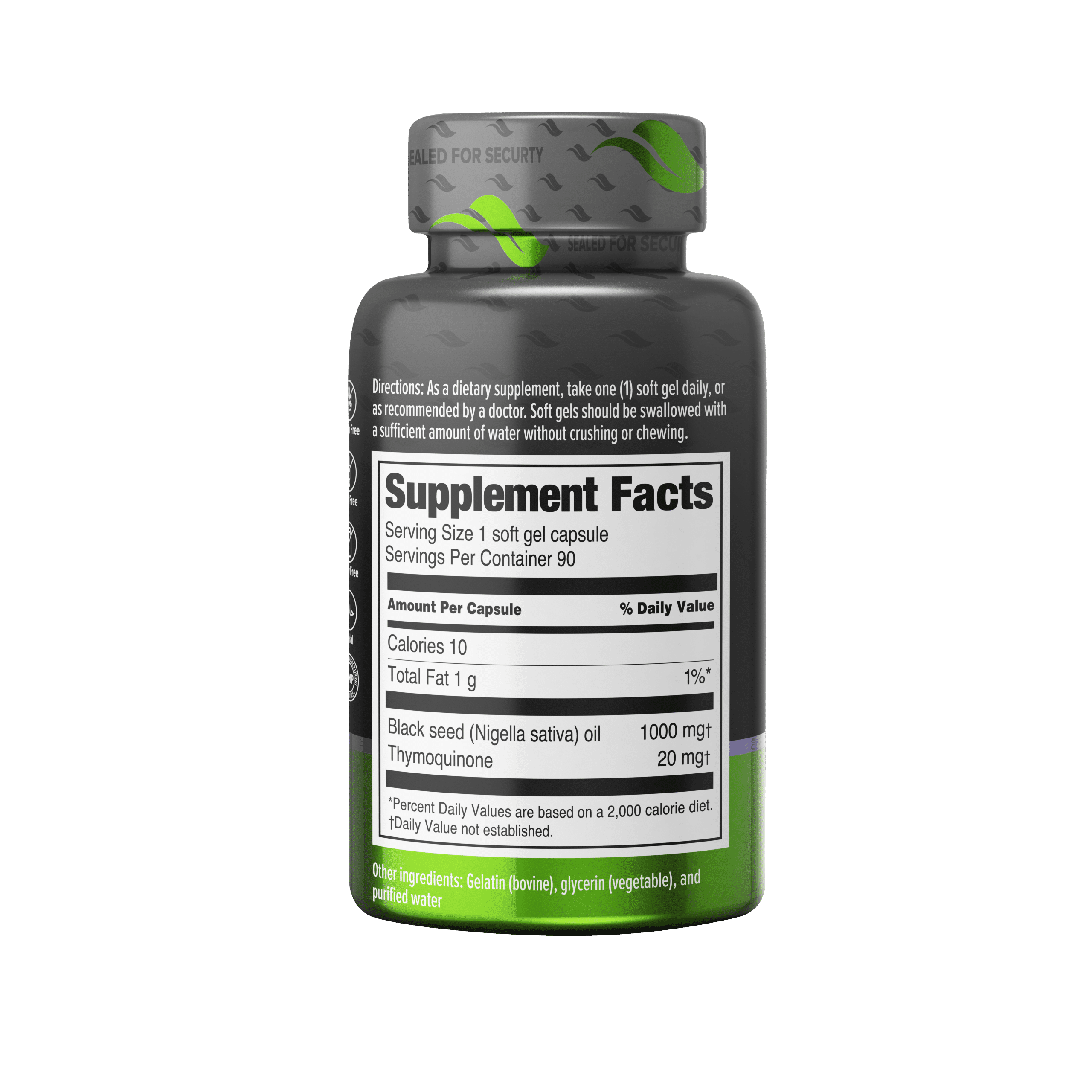 orzax black seed oil 90 capsules 1000mg png side supplement facts
