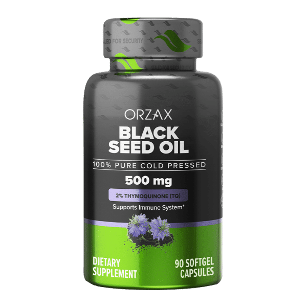 orzax black seed oil 500mg 90 capsuls front render